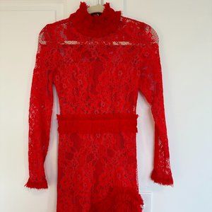 Alexis Red Lace Long Sleeve Dress XS